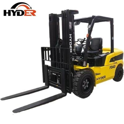 Hyder 4 Ton Industrial Transmission Diesel Forklift Truck with Pneumatic Tires in Red